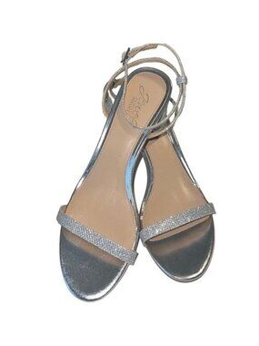 Badgley Mischka Danni ll Silver Sparkly Ankle Strap Sandals Size 9.5 NIB